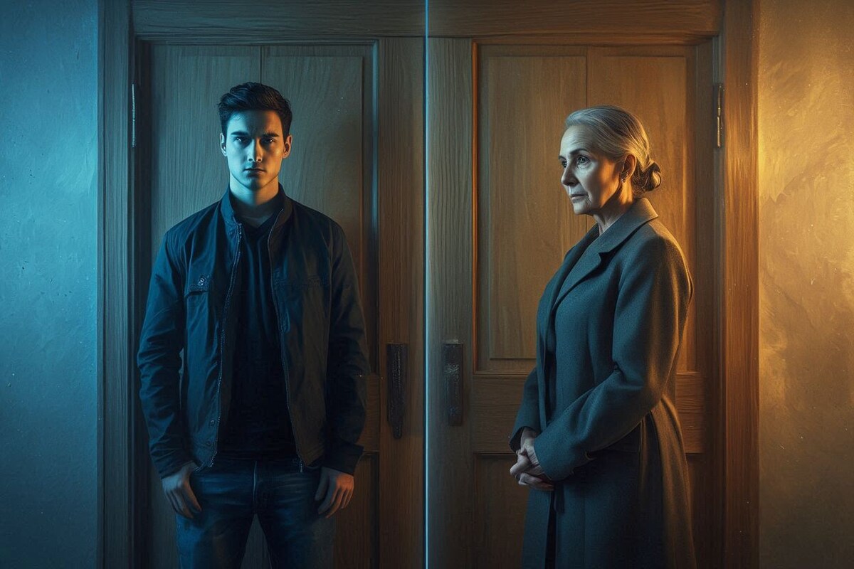 Холодный свет слева, тёплый справа. Но дверь одна — и она закрыта для обоих. Возраст не должен быть приговором. Ни в двадцать три, ни в пятьдесят один.