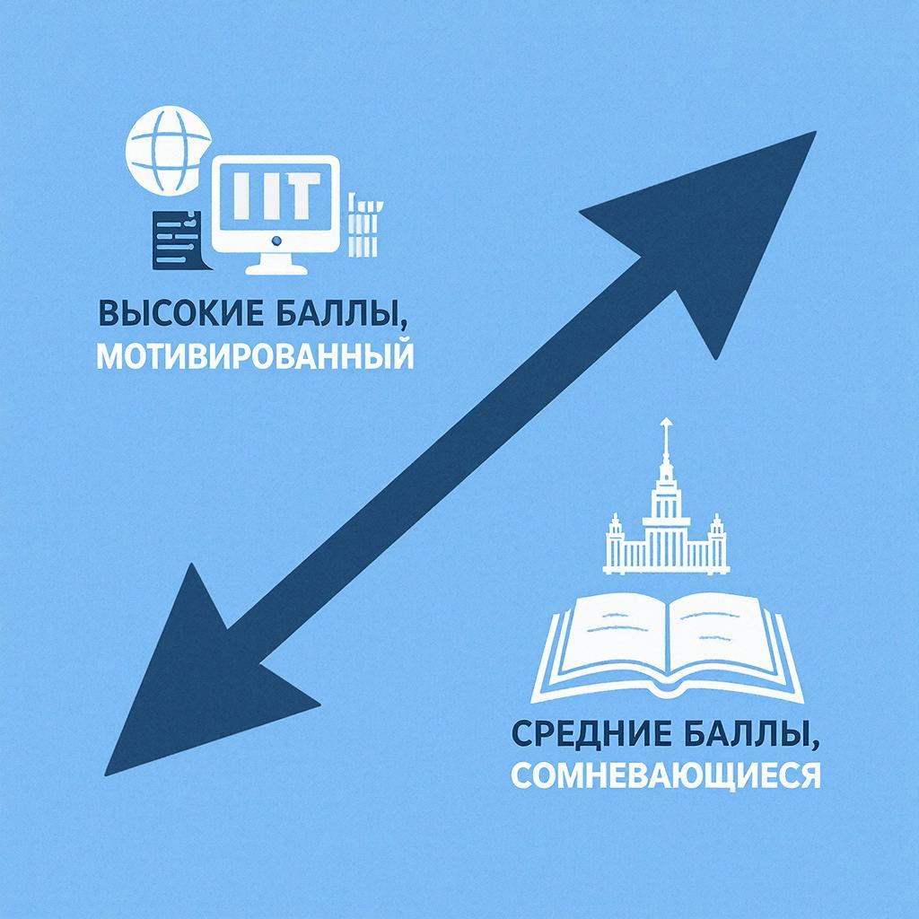 🎯 Реальность приема-2025. В топ-5 направлений по среднему баллу ЕГЭ — четыре технических. Гуманитарные специальности падают везде без исключений. К нам приходят те, кто не прошел в IT. Наша задача — не дать им разочароваться.
