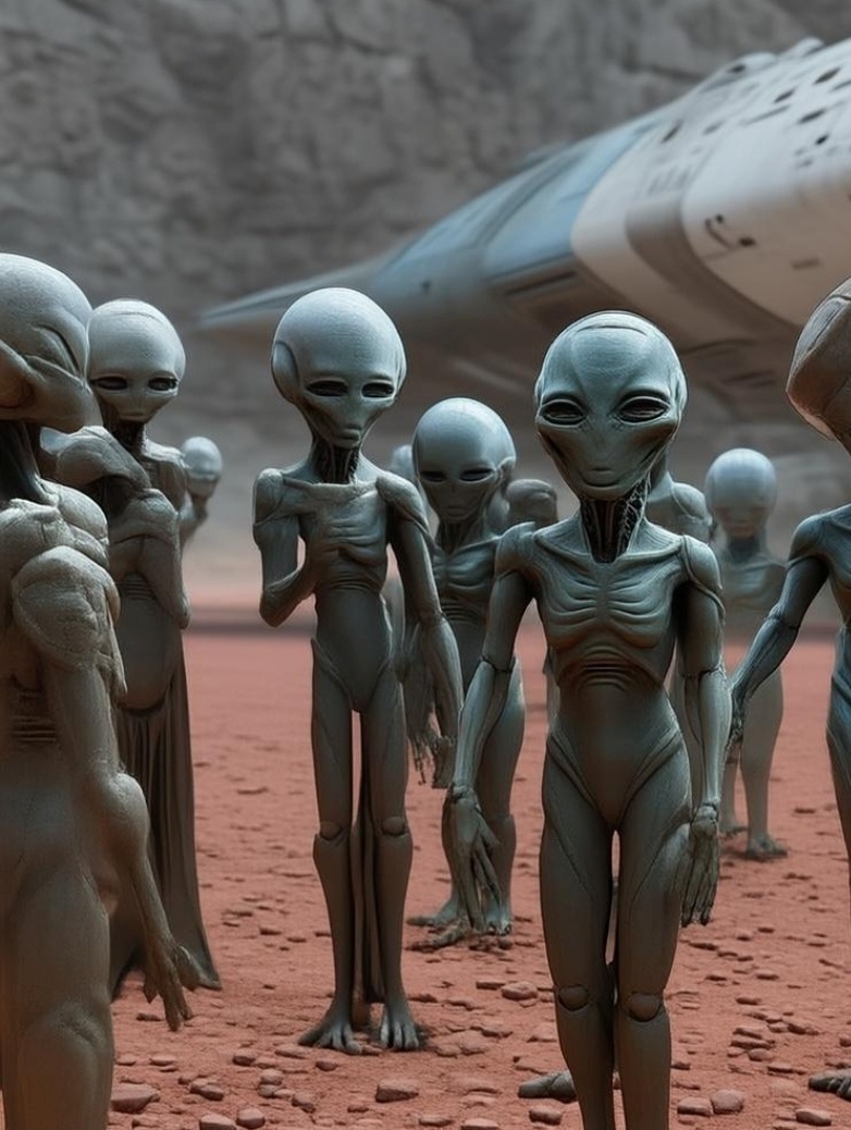 Так могут выглядеть представители инопланетной цивилизации. Скажу сразу, они выглядели немного иначе, но ИИ меня не понял))) и я не стала его пытать.