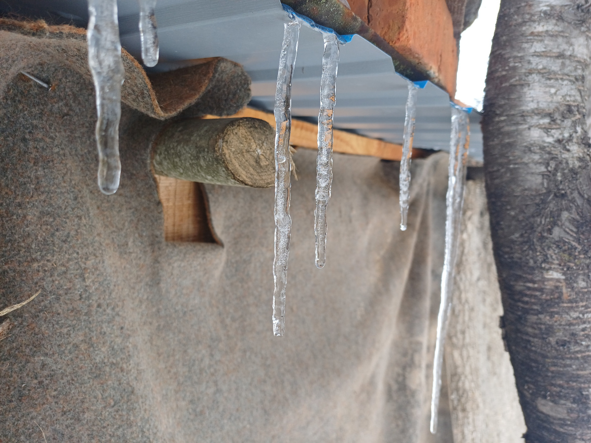 Хрустальные сосульки, эх самые большие уже поотваливались.