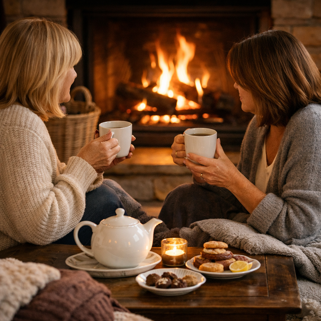 Вот так я представляю наши вечера. Камин, разговоры по душам, чашка чая в руках... Чего не хватает на этой картинке? Только вас. Садитесь поближе к огню — поговорим? 🔥❤️