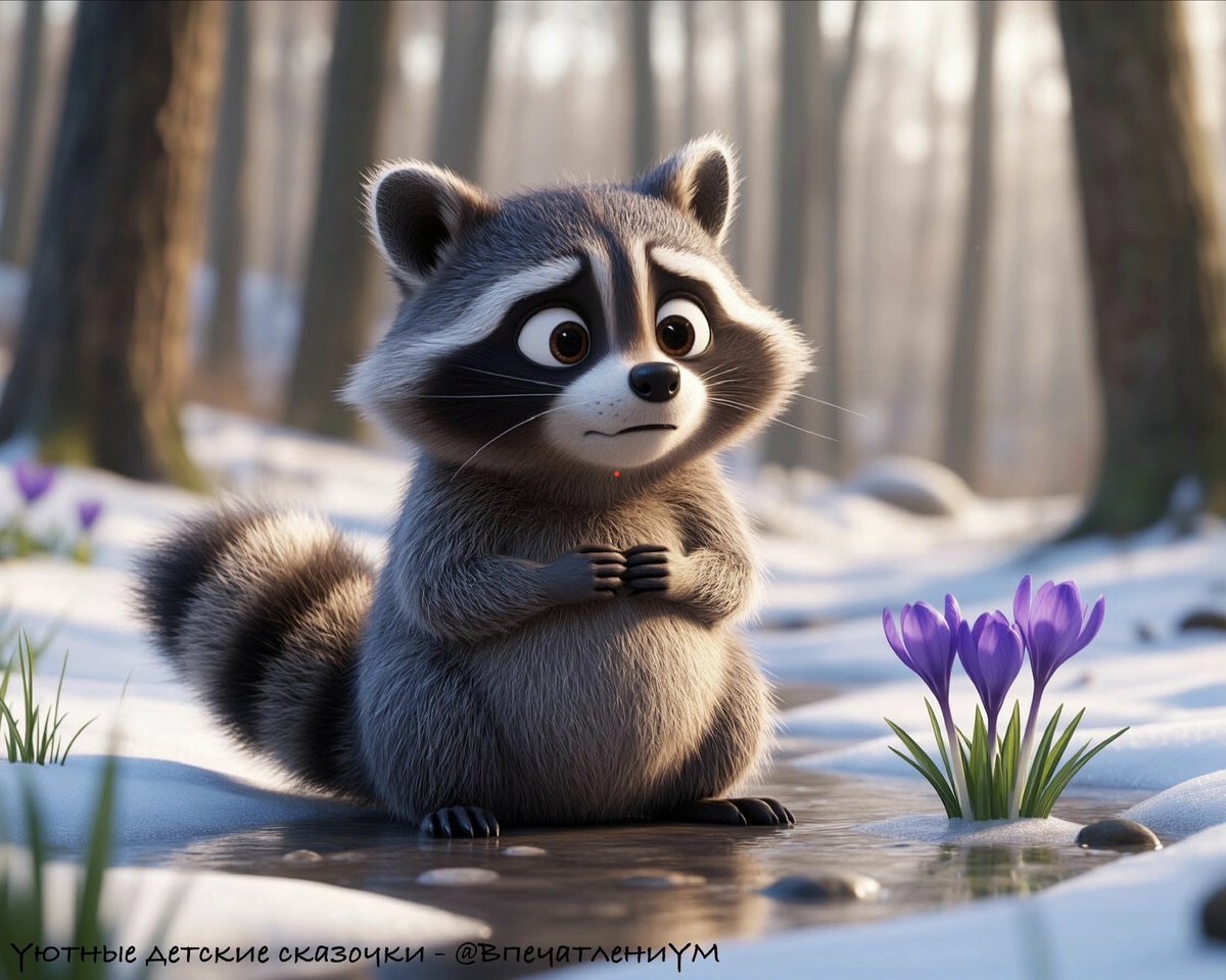 Енотик грустит и голодает 