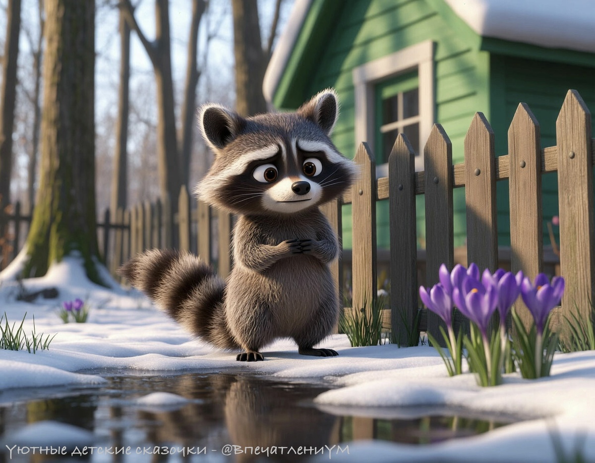 Енот выбрал дом, где будет искать еду