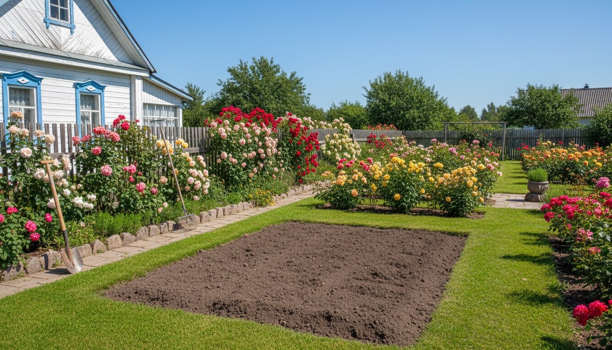 Идеальное место для новой розы в моём саду: южная сторона, защита от ветра, соседство с уже прижившимися кустами. Двадцать лет опыта в выборе локации