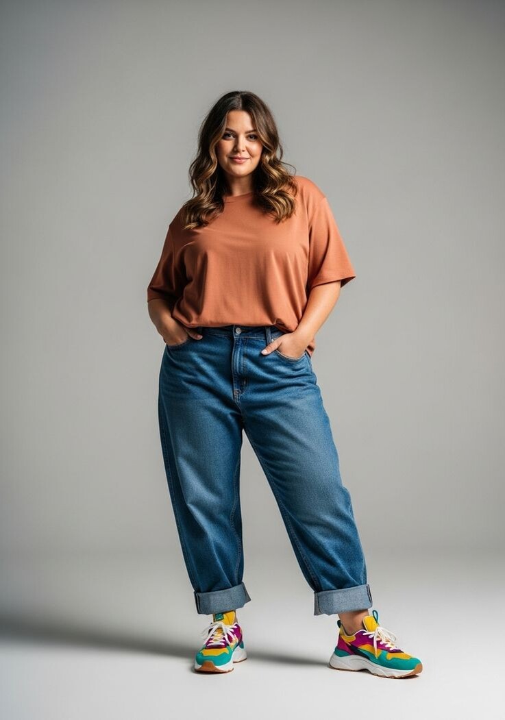 В 2026 году на пике джинсы-бочонки (barrel leg)