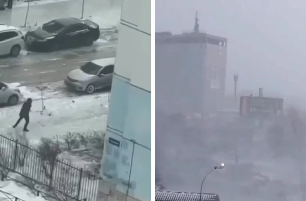    Ветер сносит людей, авто не едут.