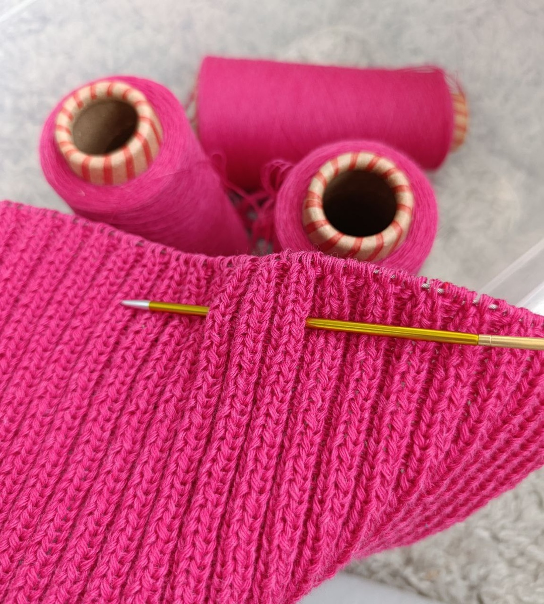 Текущий процесс, шарф резинкой 2х2