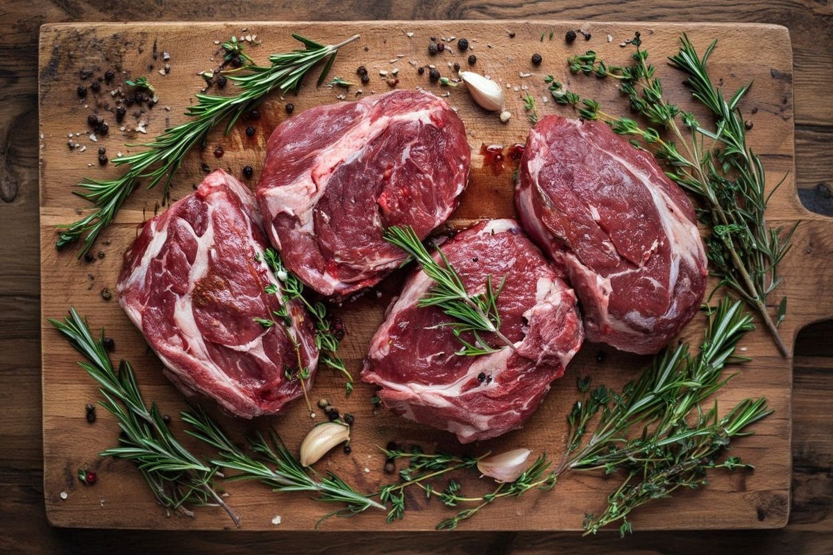 Сырые щёки на разделочной доске