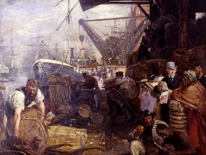     Пауль Фридрих Мейерхейм. Мировая торговля (фрагмент). 1874