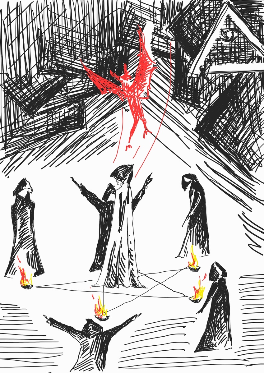 Сцена экзорцизма из прошлого согласно картинке из видения