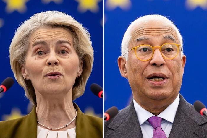 Председатель Европейской комиссии Урсула фон дер Ляйен и глава Европейского совета Антониу Кошта. Обложка © ТАСС / CHRISTOPHE PETIT TESSON / ЕРА, Philipp von Ditfurth