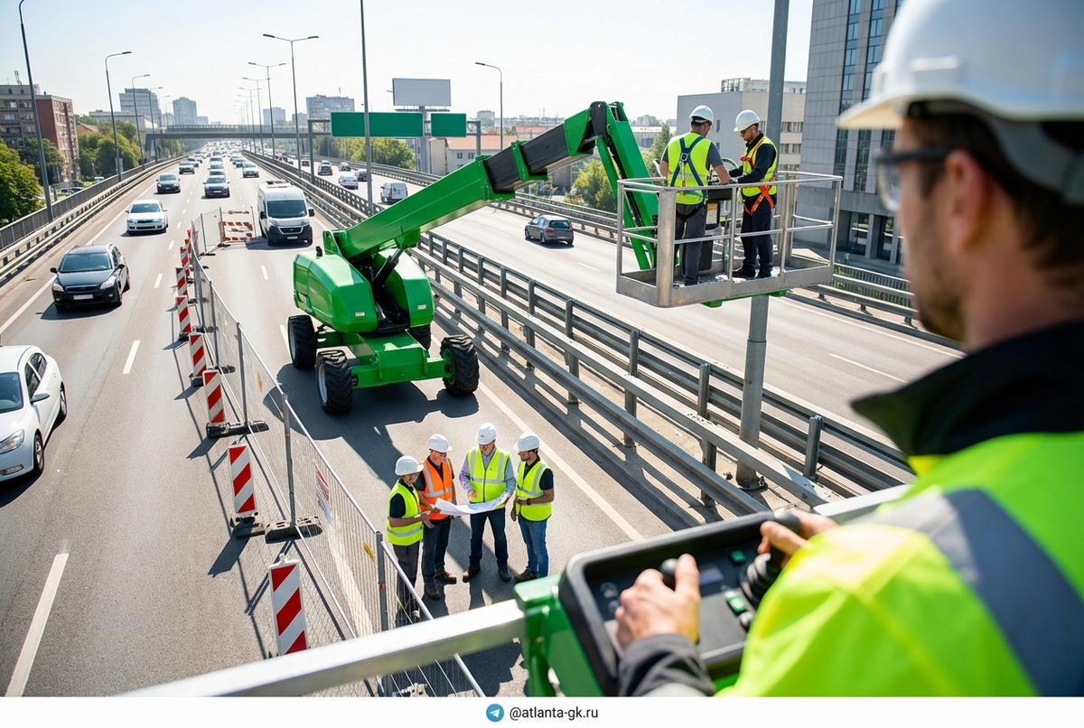    Безопасная работа на высоте с использованием специализированной техники и групп. Atlanta-gk