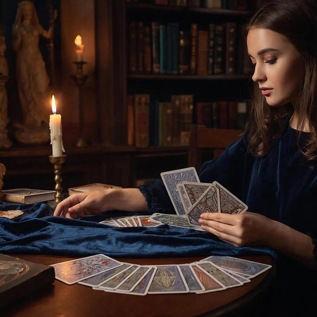 Гадание на картах. Иллюстрация сгенерирована нейросетью