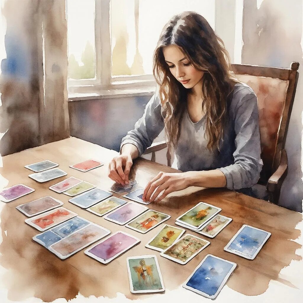 Гадание на картах. Иллюстрация сгенерирована нейросетью