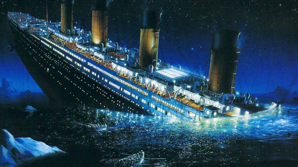 Скриншот кадра из фильма "Титаник". 