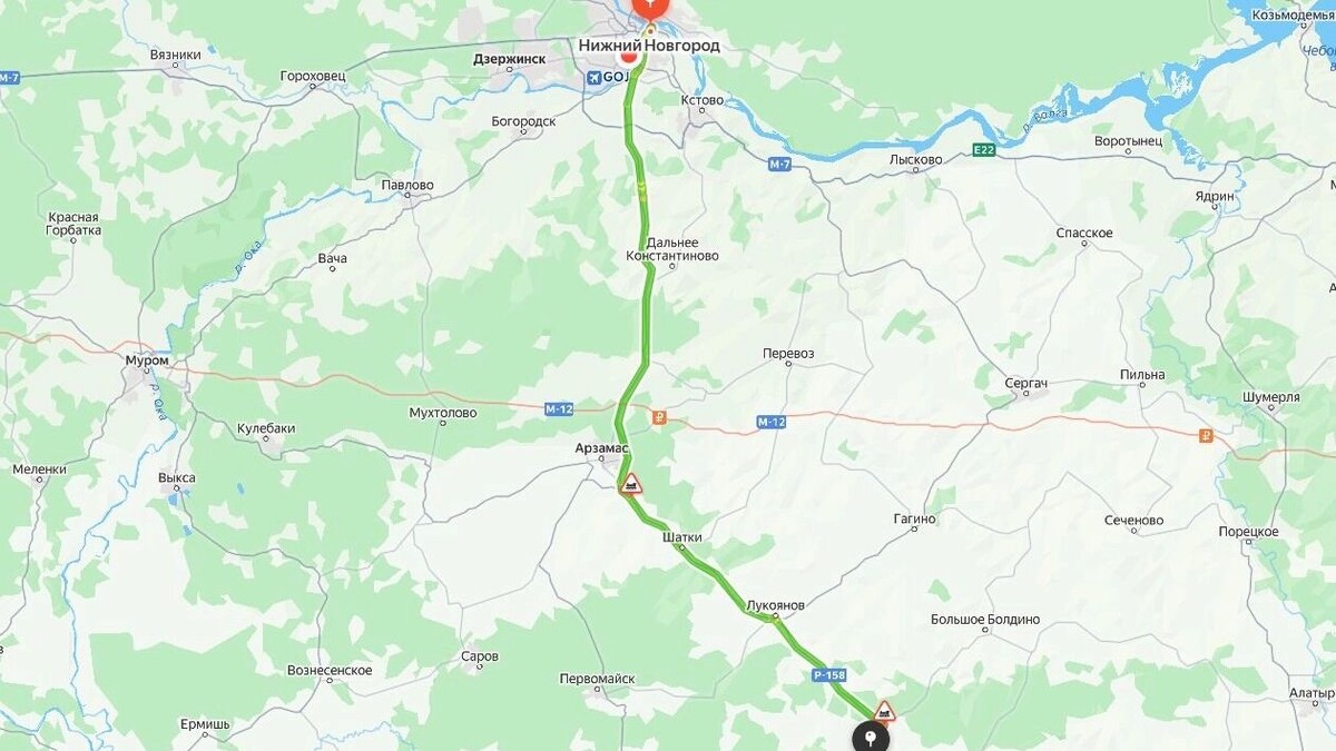    От Нижнего Новгорода до Починок чуть больше 220 км   «Яндекс. Карты»