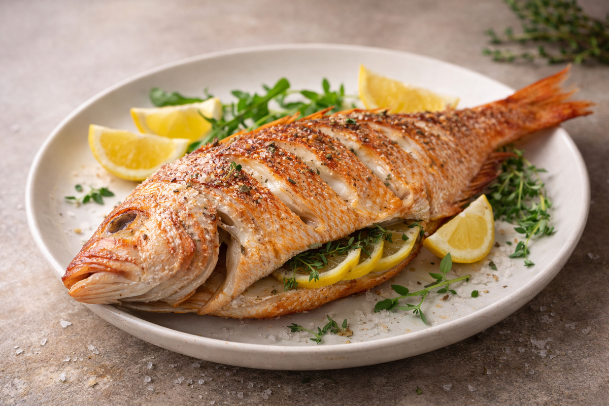 Морской окунь в аэрогриле