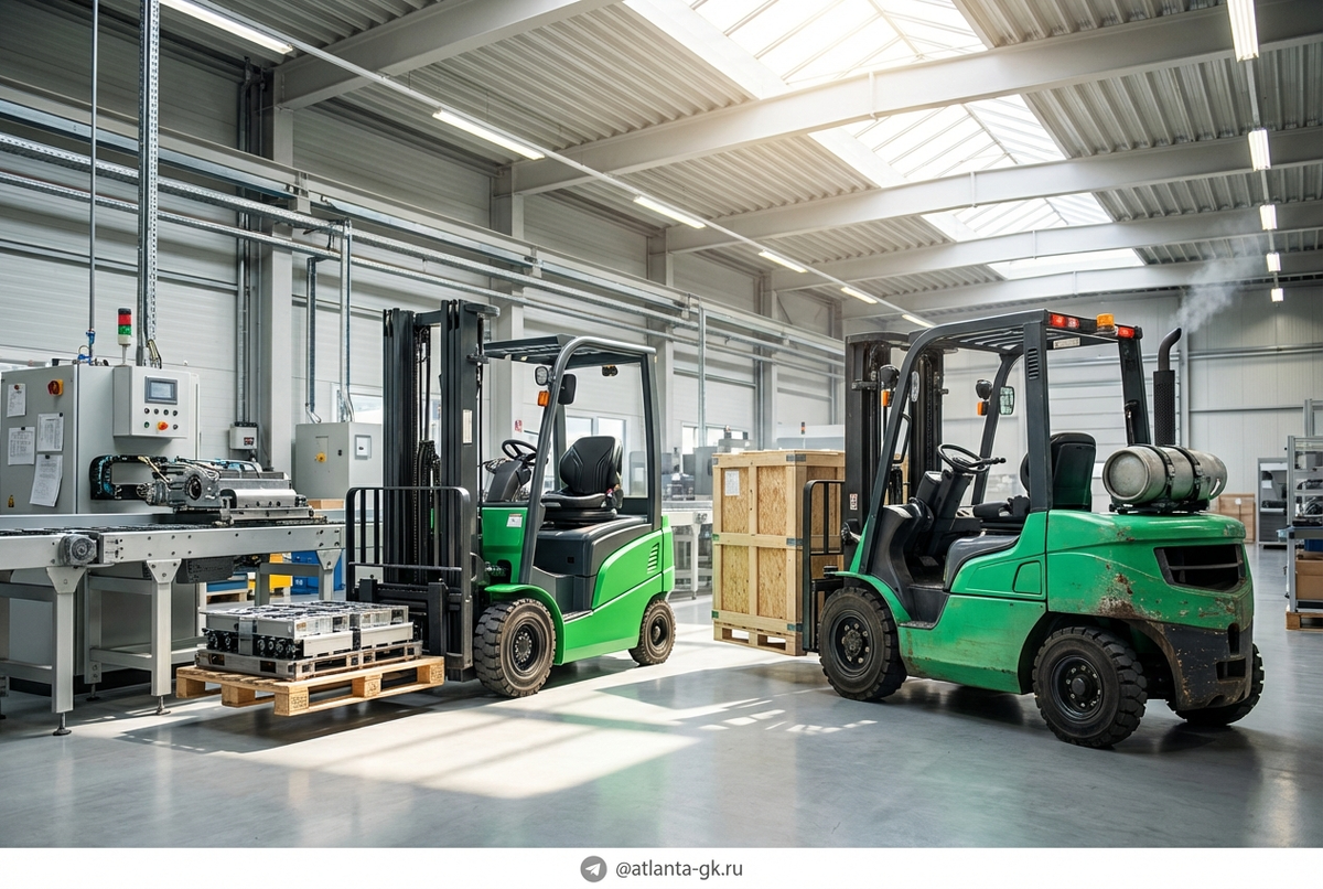    Сравнение характеристик электрического и дизельного погрузчиков для выбора оптимального варианта. Atlanta-gk