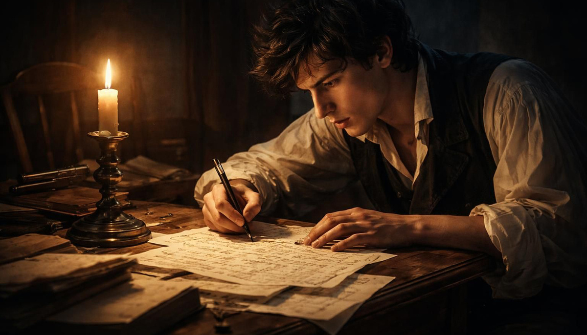 Ночь перед дуэлью, 21-летний Эварист Галуа лихорадочно записывает основы теории групп. Он не знает, что через сто лет его симметрии станут языком всей физики. Реконструкция Duck