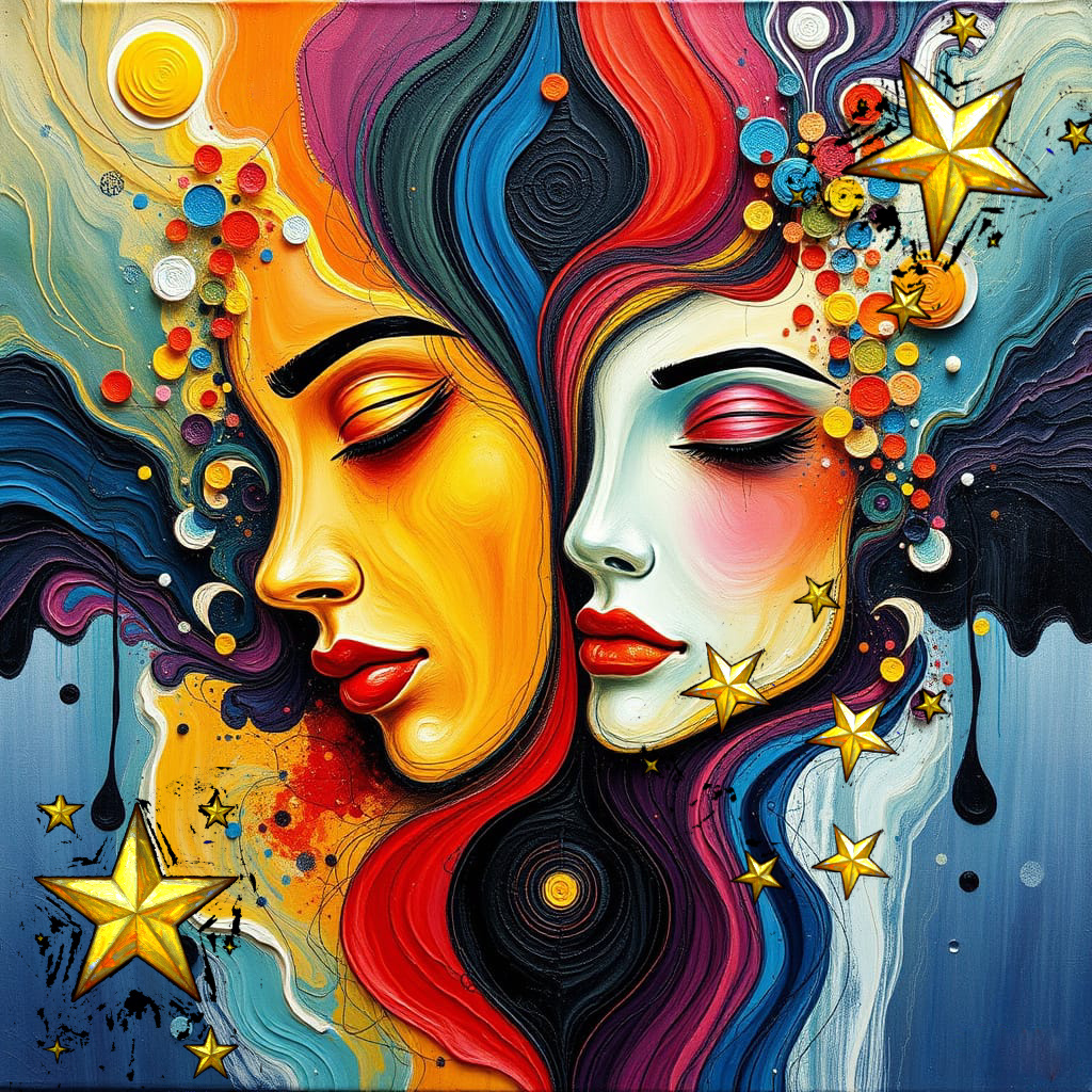 Звёздные души. Иллюстрация создана с помощью нейросети Flux Schnell и программы Photoshop.