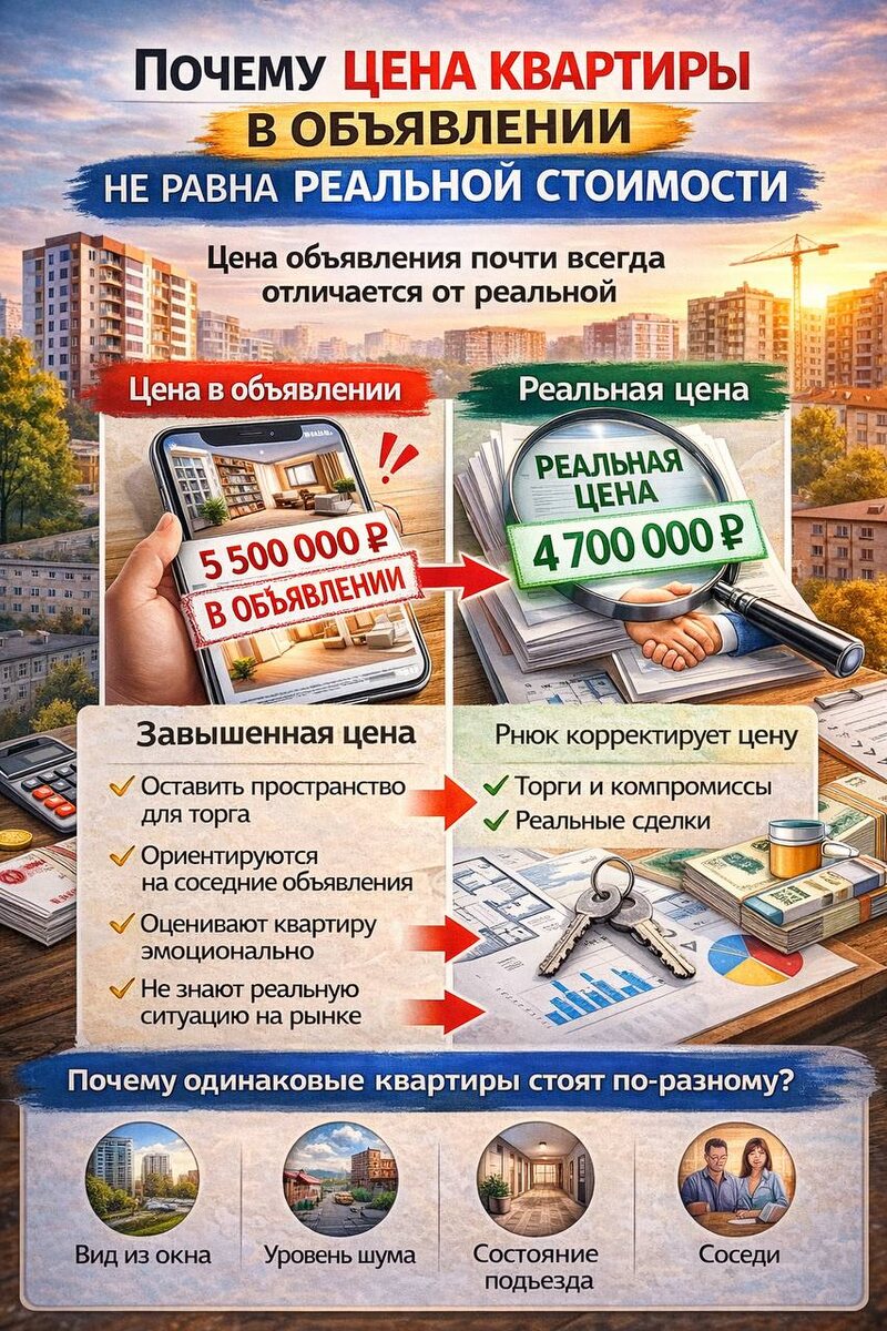 Цена объявления почти всегда отличается от реальной