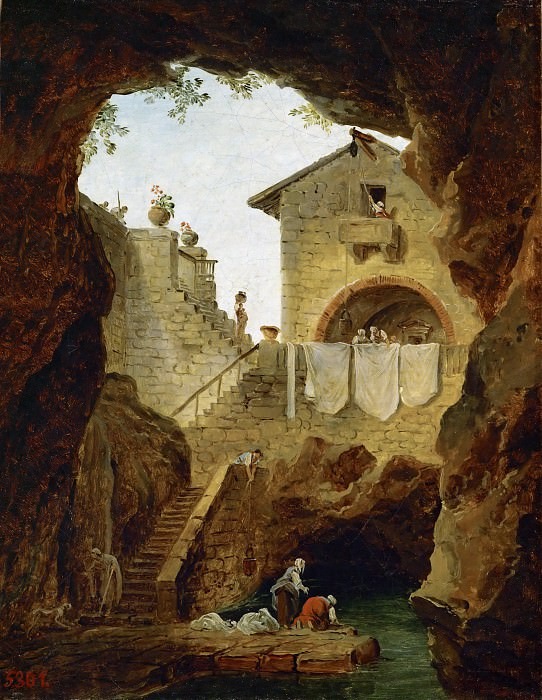 Юбер Робер. Прачки у пещеры с источником