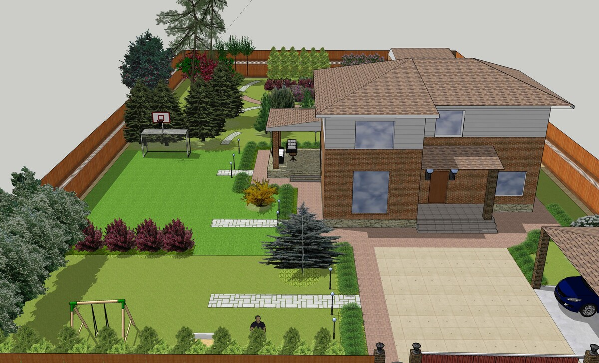 Проект своего участка Ольги Яковлевой, выпускницы курса "Основы ландшафтного дизайна 2.0."
