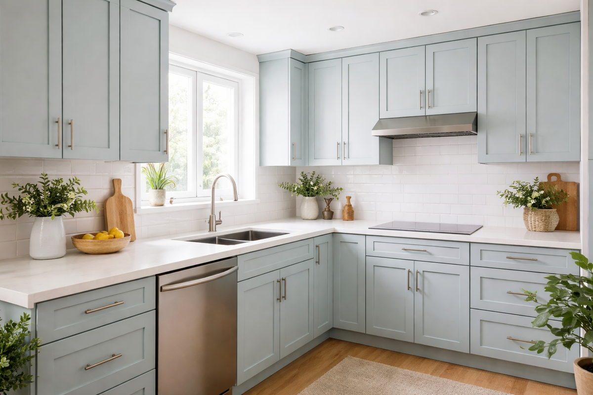 Скандинавская кухня с подстольной мойкой