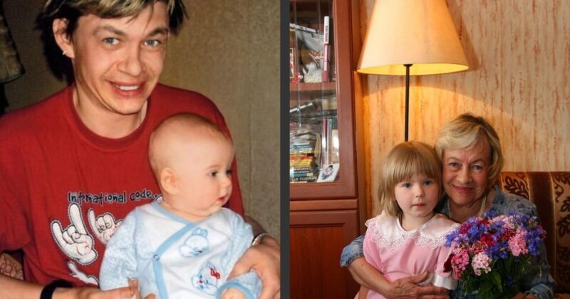    Дмитрий, единственный сын актрисы, с маленькой Сашенькой, названной в честь бабушки.