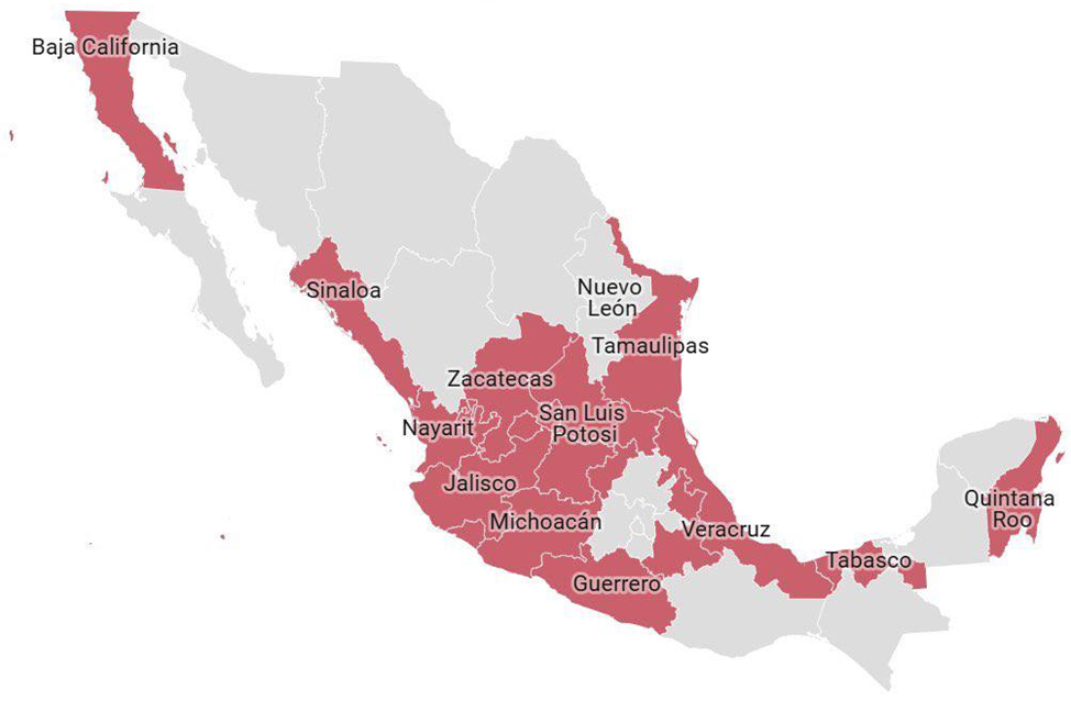 Районы Мексики, охваченные нарковойной после гибели «Эль-Менчо»