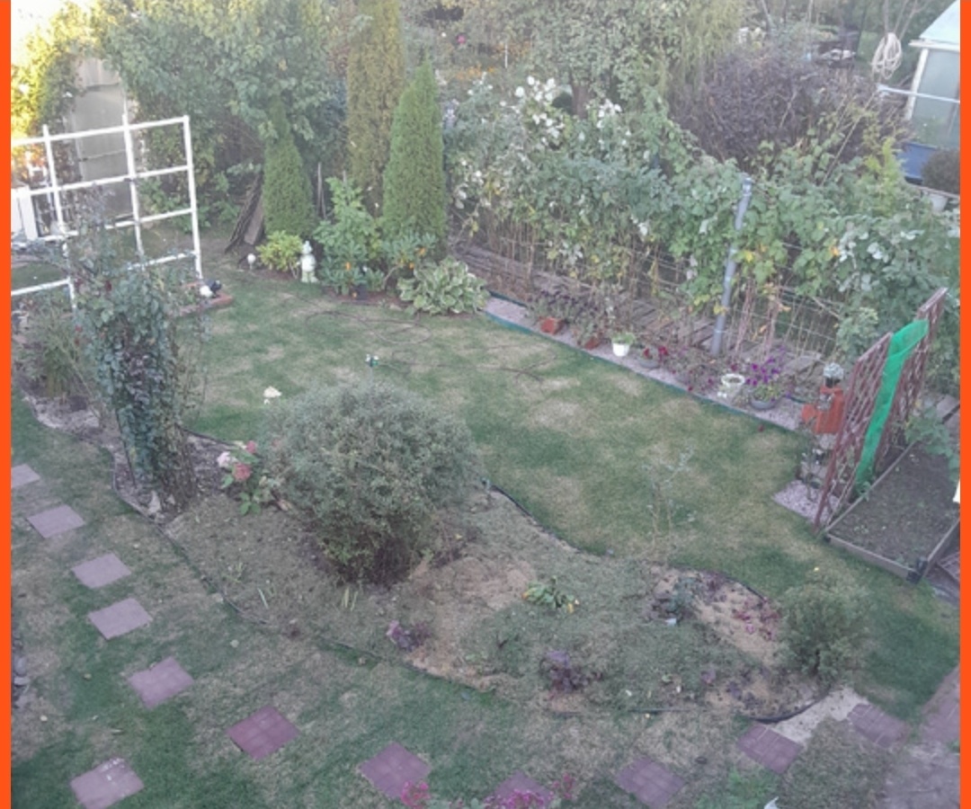 Вид на зону сверху еще до постройки перголы-ширмы. Октябрь 2025г.