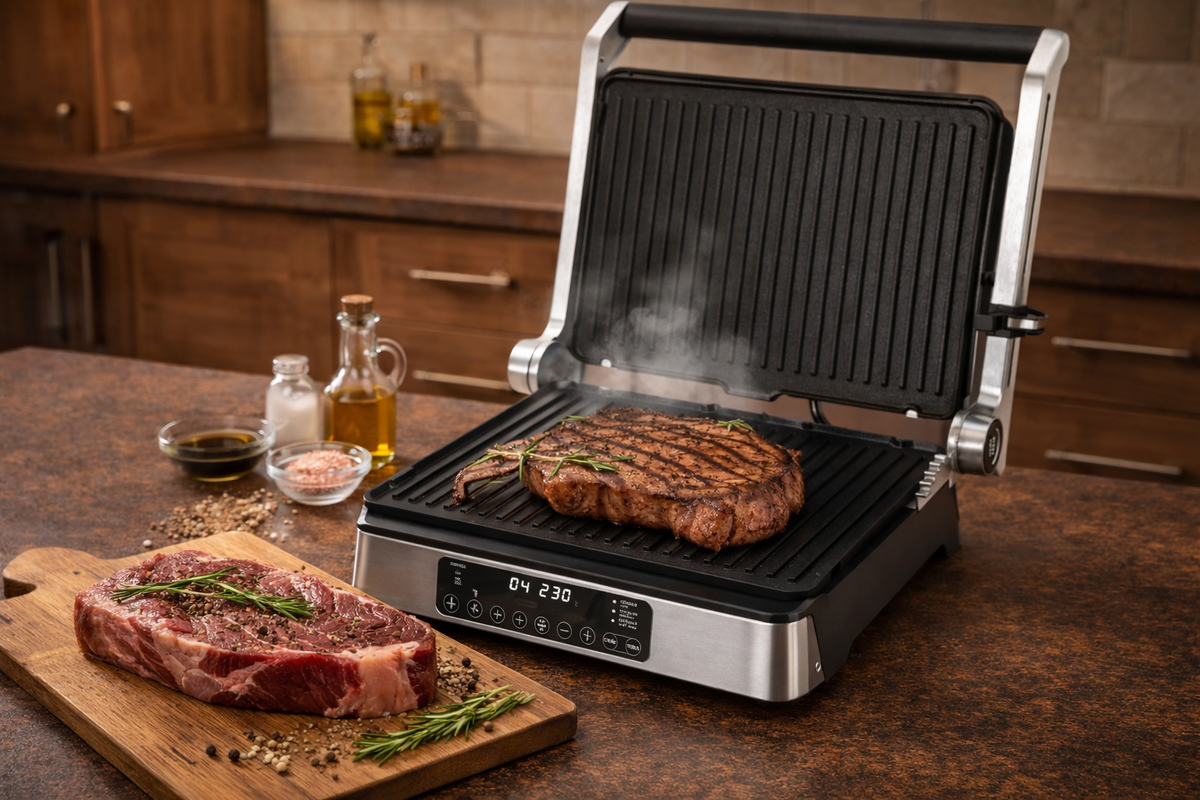 Стейк из говядины на электрогриле