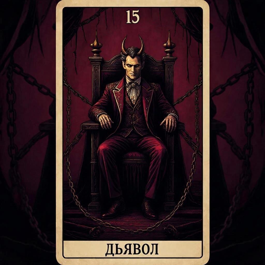В целях иллюстрации: стилизованное изображение 15 Аркана Таро. Здесь и далее все изображения созданы нейросетью GigaChat 