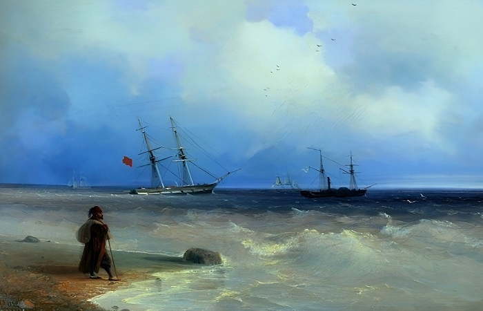 "Этюд воздуха над морем", репродукция юношеской картины Айвазовского