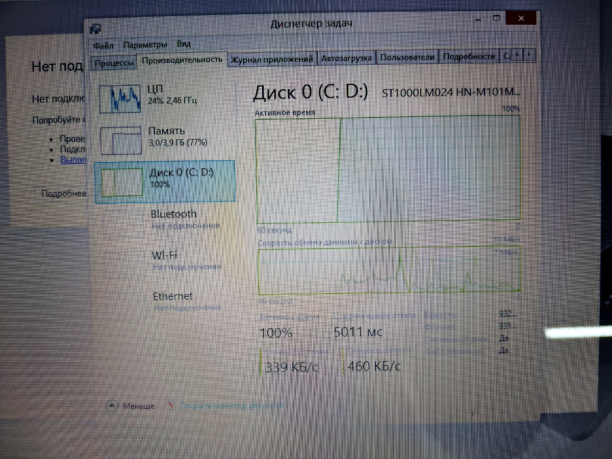 Несколько минут после запуска системы