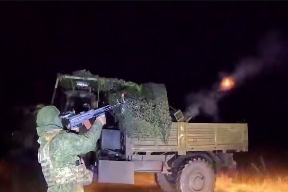    Мобильная группа ПВО работает по дрону ВСУ. Фото: Минобороны РФ