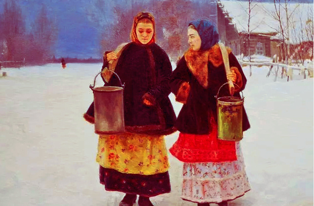 В качестве исходного изображения использована репродукция картины художника Н. А. Касаткина (1859-1930 гг. жизни)