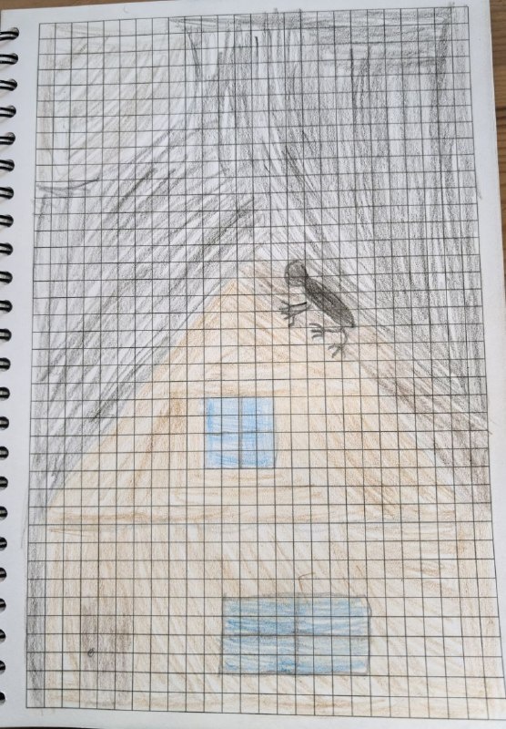 ночной ползун ползёт по крыше дома