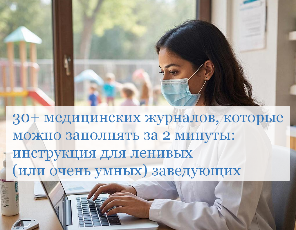 Медработник заполняет медицинский журнал в СКДОУ