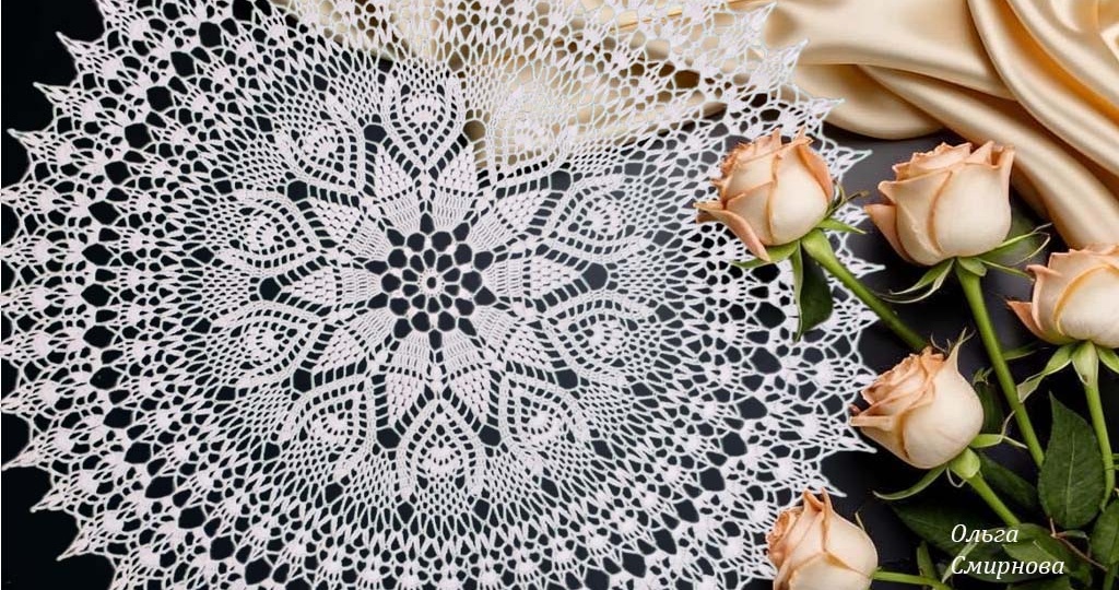Салфетка крючком"Александрина" - очень красивая и большая!