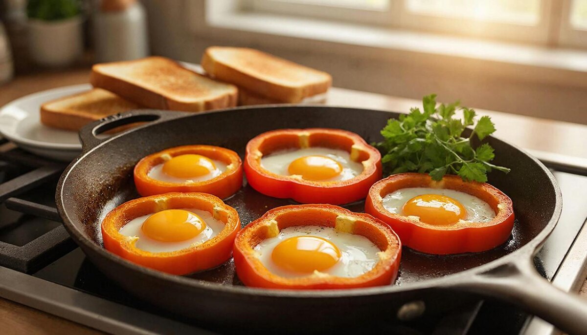 Оригинальная подача яичницы с овощами