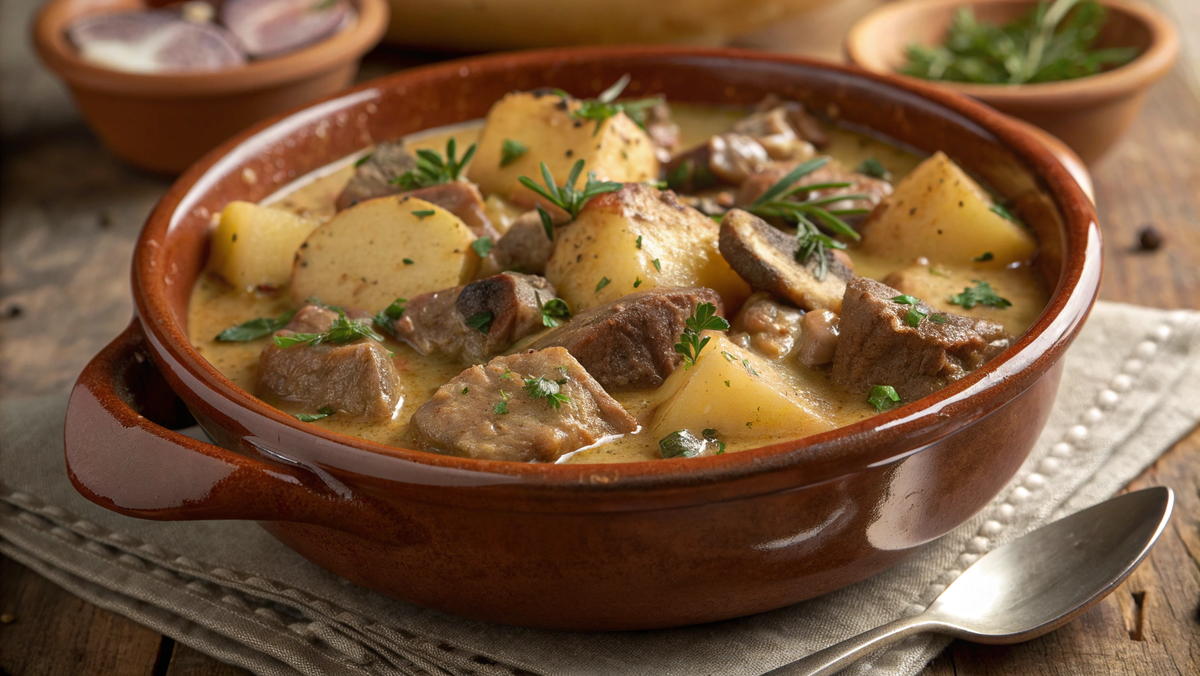 Жаркое с мясом и грибами