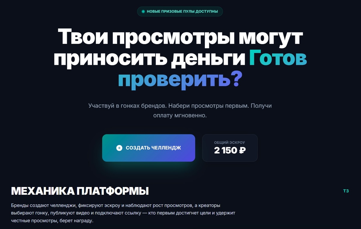 Главная страница ViewRace