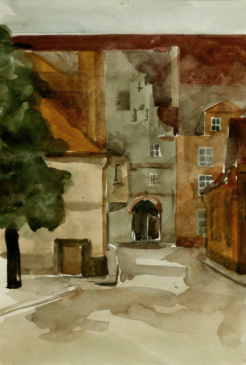 Преснякова Л. Д. Старая Рига. 1989 г., бум., акв., 23,5х15,8