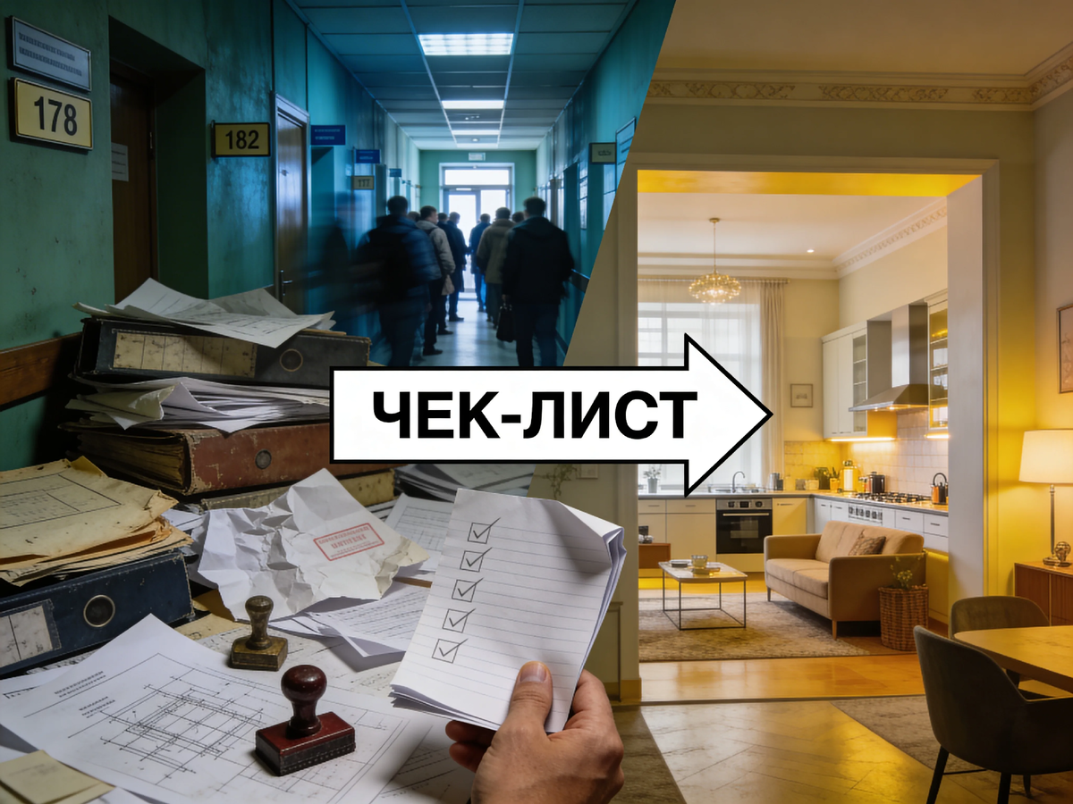 Слева — бесконечные очереди, непонятные бумажки и чиновники, которые сами не знают, чего хотят. Справа — ваша новая кухня-гостиная, ради которой всё затевалось. Между ними — всего 7 шагов и один чек-лист. Пройдёте без потерь. ✅🏠