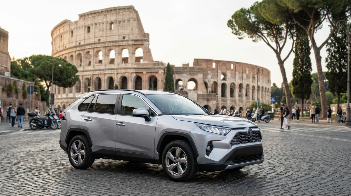 Автомобиль из проката в Риме на парковке