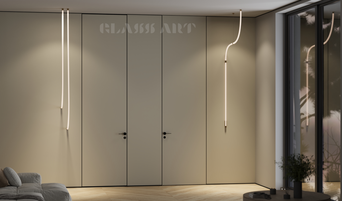 Визуальизация скрытых дверей в потолок с покрытыем эмаль