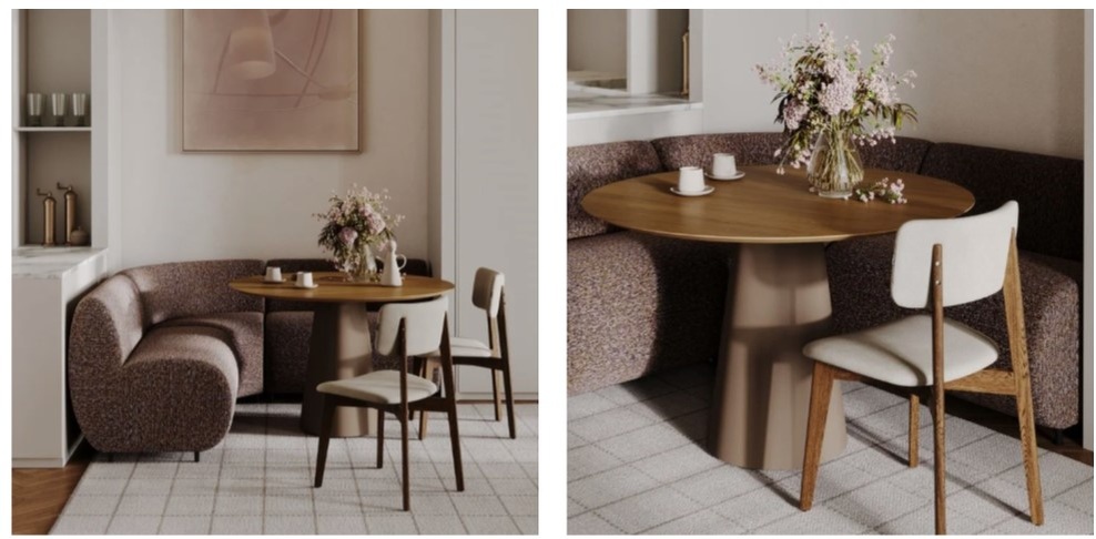 Диван угловой Тэйп, стол Лаген и стулья Нампа