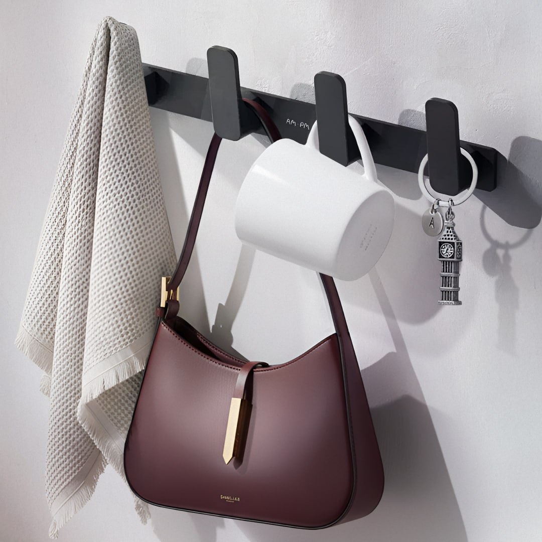 Крючки для полотенец AM.PM Func A8F35922 черная, 4 шт на планке