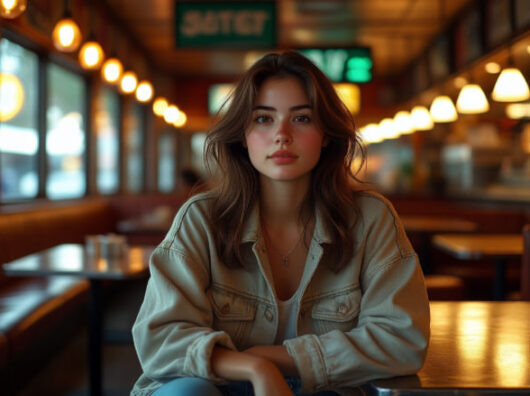    Девушка в кафе // Фото сгенерировано нейросетью «Шедеврум»
